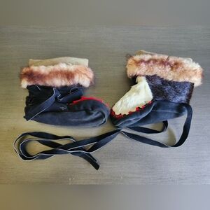 Vintage Native American Eskimo Inuit  Leather Fur Baby Toddler Moccasins